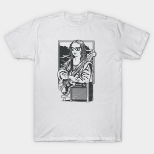 Funny Mona Lisa Bass Player // Bass Guitar Funny Parody Art T-Shirt